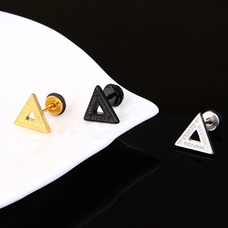 1 PC Jauns dizains Modes panks, melns sudraba krāsa Rietumu ģeometriski trīsstūrveida auskari sievietēm vīriešiem, meitenēm, rotaslietas