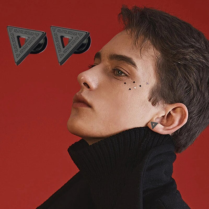 1 PC Jauns dizains Modes panks, melns sudraba krāsa Rietumu ģeometriski trīsstūrveida auskari sievietēm vīriešiem, meitenēm, rotaslietas