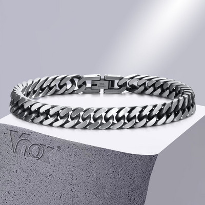 Βραχιόλια Vnox Chunky ρετρό κουβανέζικη αλυσίδα για άνδρες, vintage αντίκες από ανοξείδωτο ατσάλι από ανοξείδωτο ατσάλι με βραχιόλι Dome Link, μοντέρνα κοσμήματα