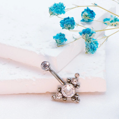 Nabas pīrsings diafragma F136Titāna vītne vēderpogas gredzens Clicker sievietēm cirkons ķermeņa rotaslietas ar šarnīrveida segmentu spirāle burvīgs