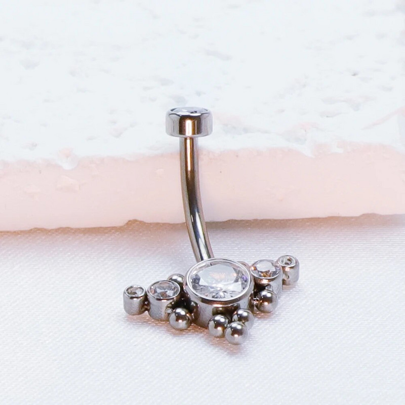 Nabas pīrsings diafragma F136Titāna vītne vēderpogas gredzens Clicker sievietēm cirkons ķermeņa rotaslietas ar šarnīrveida segmentu spirāle burvīgs