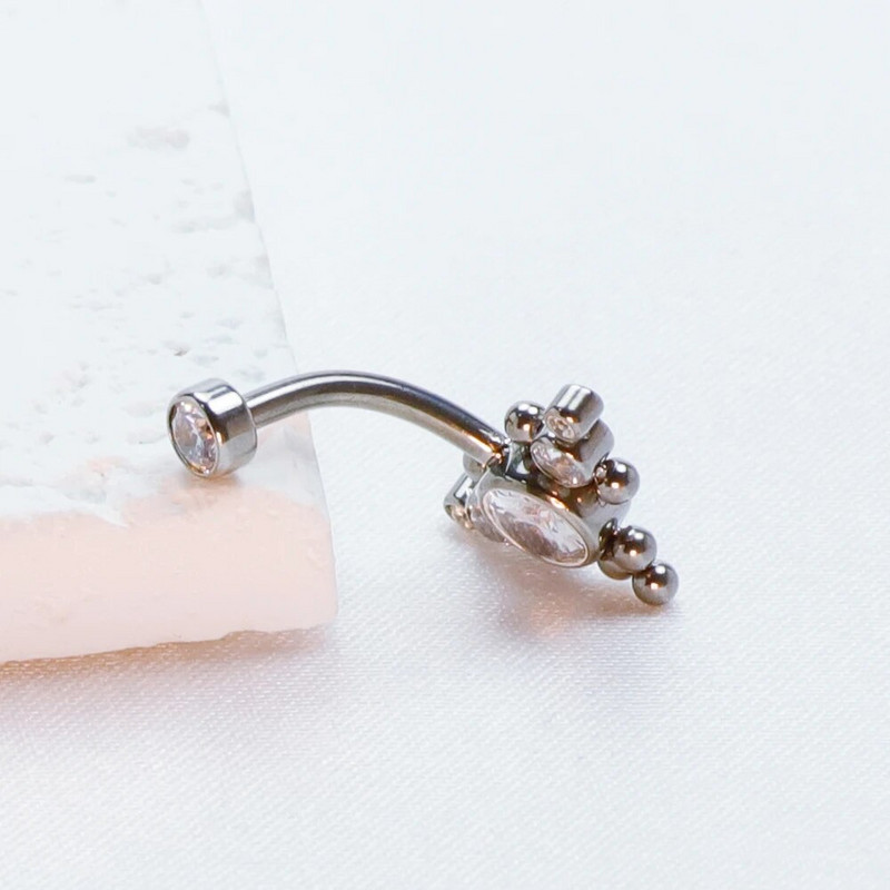 Nabas pīrsings diafragma F136Titāna vītne vēderpogas gredzens Clicker sievietēm cirkons ķermeņa rotaslietas ar šarnīrveida segmentu spirāle burvīgs