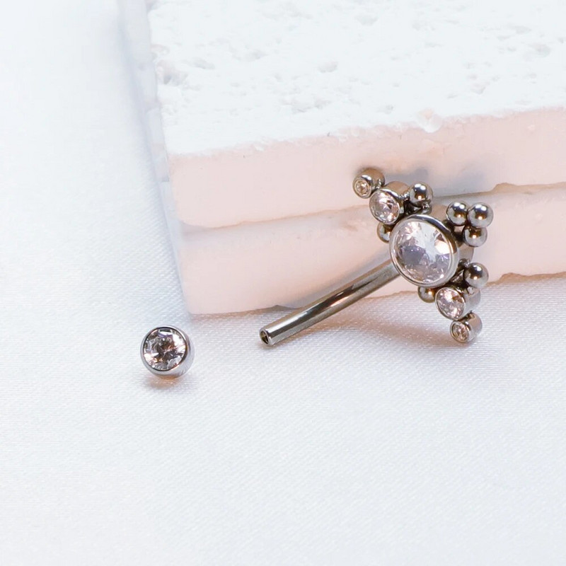 Nabas pīrsings diafragma F136Titāna vītne vēderpogas gredzens Clicker sievietēm cirkons ķermeņa rotaslietas ar šarnīrveida segmentu spirāle burvīgs