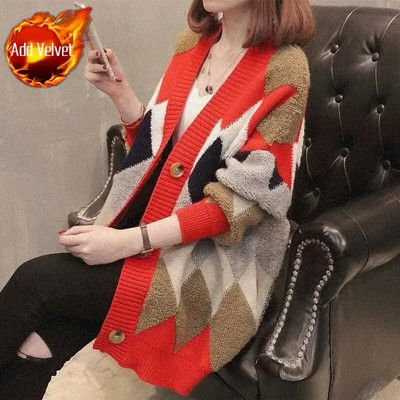 Sieviešu džemperis, rūtains džemperis, trikotāžas topi sievietēm ziemas pogām off balts korejiešu grezns apģērbs Harajuku Fashion Y2k Vintage