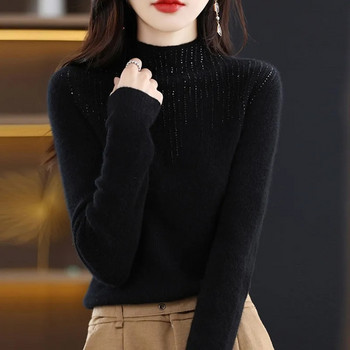 2023 Νέα χειμωνιάτικα πλεκτά γυναικεία πουλόβερ και πουλόβερ με μακρυμάνικο ζιβάγκο προειδοποίηση για γυναικεία πουλόβερ πλεκτά μπλουζάκια πουλόβερ