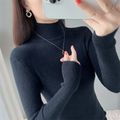 2023. gada ziemas sieviešu džemperis ar garām piedurknēm apakšējo kreklu ar apkakli, džemperi, džemperi, modes sieviešu džemperi