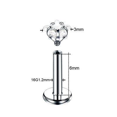 1 tk terasest haru komplekt tsirkoonist kõrva spiraalist kristall kõhre augustamine tragus kõrvarõngas Labret Monroe rõnga huule augustamine ehe 16G