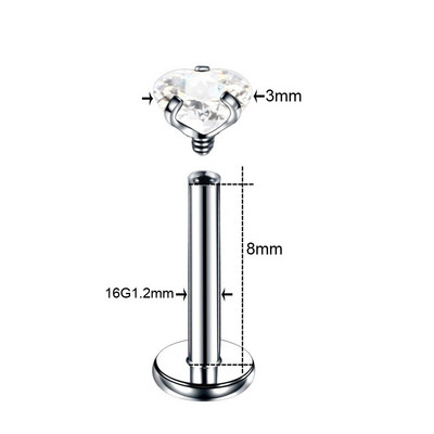 1 tk terasest haru komplekt tsirkoonist kõrva spiraalist kristall kõhre augustamine tragus kõrvarõngas Labret Monroe rõnga huule augustamine ehe 16G