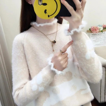 Γυναικεία πουλόβερ με ζιβάγκο Casual Soft Cashmere πουλόβερ ελαστικά πουλόβερ πλεκτά Λεπτό βασικό πουλόβερ για γυναίκες Χειμώνας 2023 Νέο