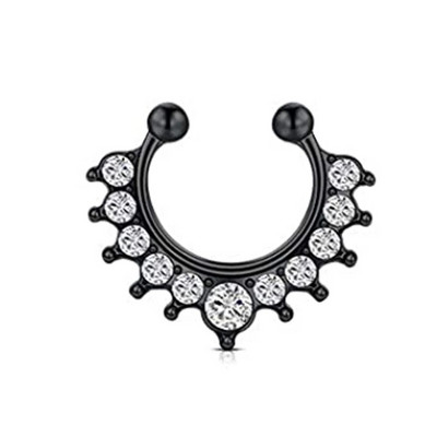 WKOUD starpsienas gredzeni stīpa deguna gredzens pakavs nerūsējošā tērauda skrimslis auskari stīpa Helix Tragus starpsienu pīrsings Jewerly melns