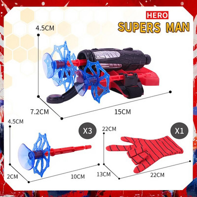 Νέο για spiderman Anime Figure Figures Kawaii Kids Plastic Role Play Gloves Launcher Set Wrist Toy Set