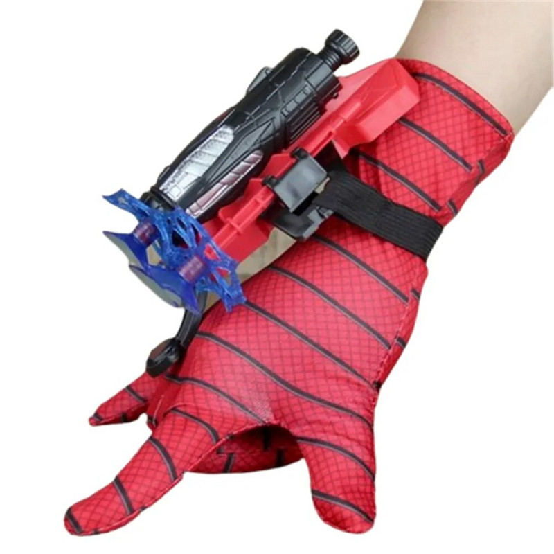 Νέο για spiderman Anime Figure Figures Kawaii Kids Plastic Role Play Gloves Launcher Set Wrist Toy Set