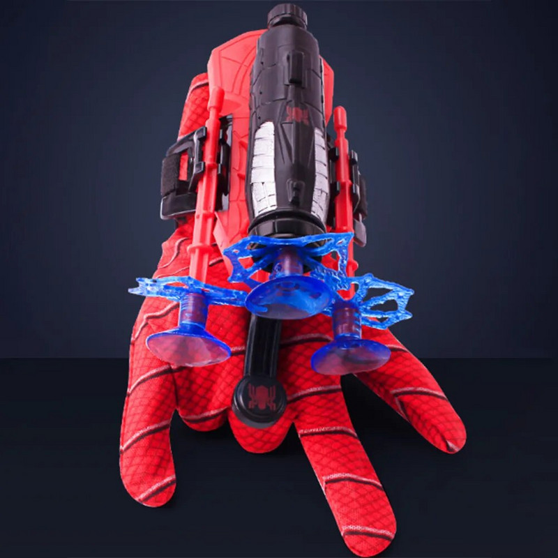 Νέο για spiderman Anime Figure Figures Kawaii Kids Plastic Role Play Gloves Launcher Set Wrist Toy Set