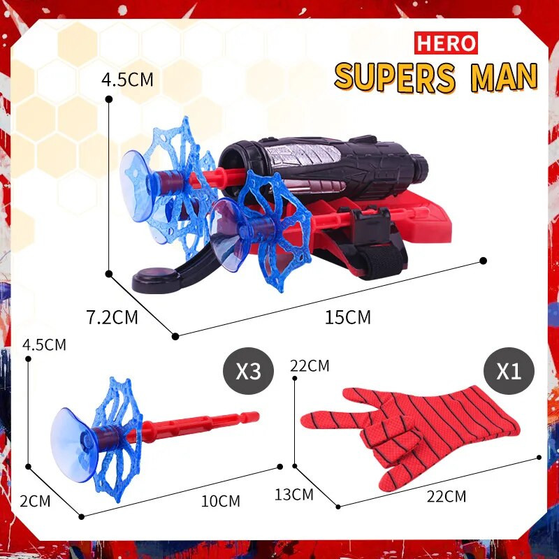 Νέο για spiderman Anime Figure Figures Kawaii Kids Plastic Role Play Gloves Launcher Set Wrist Toy Set