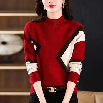 2023 Γυναικείες μπλούζες Πλεκτό πουλόβερ πουλόβερ με ζιβάγκο Πλεκτό πουλόβερ Κομψά γυναικεία ρούχα Γυναικεία μπλούζα με ζαχαρωτά μπλουζάκια