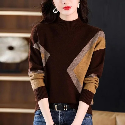 2023 Γυναικείες μπλούζες Πλεκτό πουλόβερ πουλόβερ με ζιβάγκο Πλεκτό πουλόβερ Κομψά γυναικεία ρούχα Γυναικεία μπλούζα με ζαχαρωτά μπλουζάκια