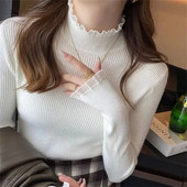 Ženski džemperi Osnovni pleteni gornji dijelovi Pulover s dolčevitom i dugim rukavima Ležerni tanki pulover Korejska modna jednostavna donja košulja