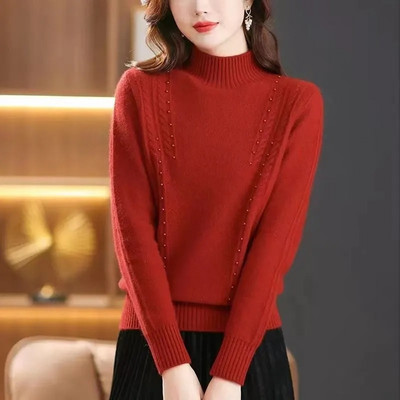 Sieviešu rudens ziemas džemperis ar bruņurupuču apkakli Vintage Solid Basic trikotāžas topi ikdienišķs plāns džemperis korejiešu modes, vienkārši džemperi