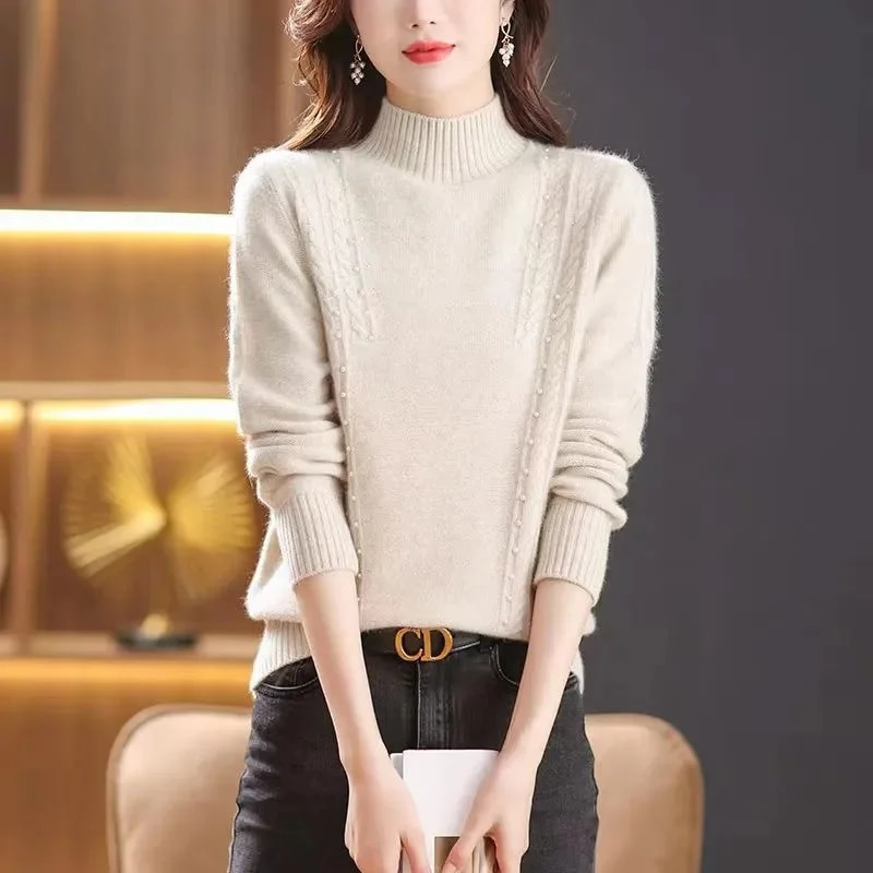 Sieviešu rudens ziemas džemperis ar bruņurupuču apkakli Vintage Solid Basic trikotāžas topi ikdienišķs plāns džemperis korejiešu modes, vienkārši džemperi