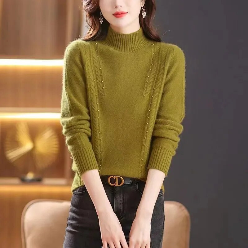 Sieviešu rudens ziemas džemperis ar bruņurupuču apkakli Vintage Solid Basic trikotāžas topi ikdienišķs plāns džemperis korejiešu modes, vienkārši džemperi