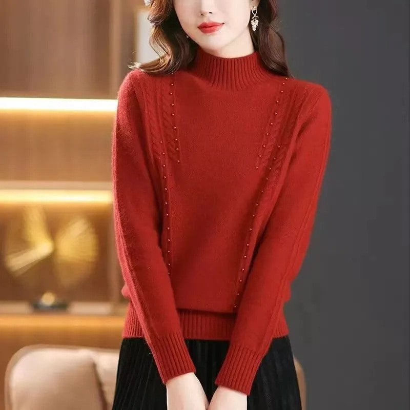 Sieviešu rudens ziemas džemperis ar bruņurupuču apkakli Vintage Solid Basic trikotāžas topi ikdienišķs plāns džemperis korejiešu modes, vienkārši džemperi