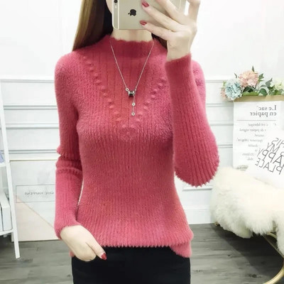 Sieviešu džemperis ar apkakli Rudens Ziemas Biezs Silts Pulovers Lielizmēra Negabarīta brīvs trikotāžas džemperis Sieviešu apakškrekli
