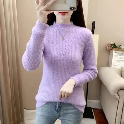 Sieviešu džemperis ar apkakli Rudens Ziemas Biezs Silts Pulovers Lielizmēra Negabarīta brīvs trikotāžas džemperis Sieviešu apakškrekli