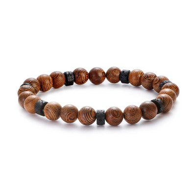 Etniskā 8 mm cilindriskā un apaļā jogas meditācijas rokassprādze ar koka pērlītēm, rokām darināta šarms Tibetas Budas elastīga rokassprādze vīriešu rotaslietas