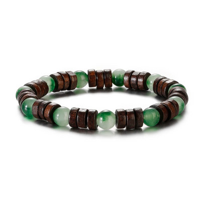 Etniskā 8 mm cilindriskā un apaļā jogas meditācijas rokassprādze ar koka pērlītēm, rokām darināta šarms Tibetas Budas elastīga rokassprādze vīriešu rotaslietas