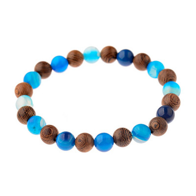 Etniskā 8 mm cilindriskā un apaļā jogas meditācijas rokassprādze ar koka pērlītēm, rokām darināta šarms Tibetas Budas elastīga rokassprādze vīriešu rotaslietas