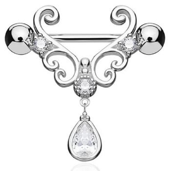 2 τμχ/1 τεμ. Ανοξείδωτο ατσάλι Piercing θηλής Sexy Ladies Water Drop Punk Nipple Ring Fashion Crystal Piercing Jewelry