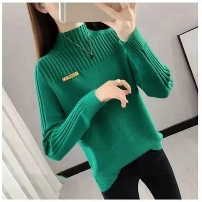 2023 m. pavasario ir rudens kašmyro megztinis Moteriškas megztinis megztinis iki pusės aukšto kaklo megztinis ilgomis rankovėmis megztinis Minkštos moteriškos palaidinės