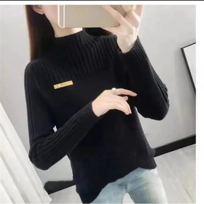 2023 m. pavasario ir rudens kašmyro megztinis Moteriškas megztinis megztinis iki pusės aukšto kaklo megztinis ilgomis rankovėmis megztinis Minkštos moteriškos palaidinės