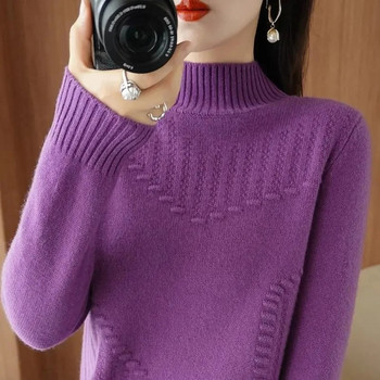 Γυναικείο πουλόβερ με ζιβάγκο 2023 Νέο φθινοπωρινό φαρδύ μακρυμάνικο πλεκτό χοντρό κορεατικό γυναικείο πουλόβερ πουλόβερ