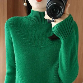 Γυναικείο πουλόβερ με ζιβάγκο 2023 Νέο φθινοπωρινό φαρδύ μακρυμάνικο πλεκτό χοντρό κορεατικό γυναικείο πουλόβερ πουλόβερ