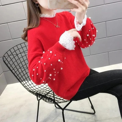2023. gada ziemas sieviešu blūzes, pulovers ar garām piedurknēm, slaids sieviešu trikotāžas džemperis sievietēm, īsi vienkrāsaini džemperi, topi кофты
