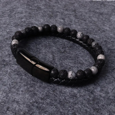 Klasiska ādas pīta magnētiska metāla sprādzes rokassprādze panku augstas kvalitātes vīriešu ikdienas biznesa rokassprādzes rotaslietas dāvana