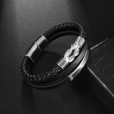 Klasiska ādas pīta magnētiska metāla sprādzes rokassprādze panku augstas kvalitātes vīriešu ikdienas biznesa rokassprādzes rotaslietas dāvana