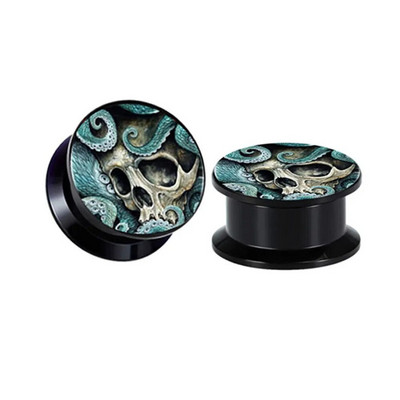 TIANCIFBYJS akrila UV skrūvējams logotips Ausu mērītāji Aizbāžņi Paplašinātāji Auskaru stiepšanas komplekts Pīrsings ķermeņa rotaslietas miesas tuneļi 2gab