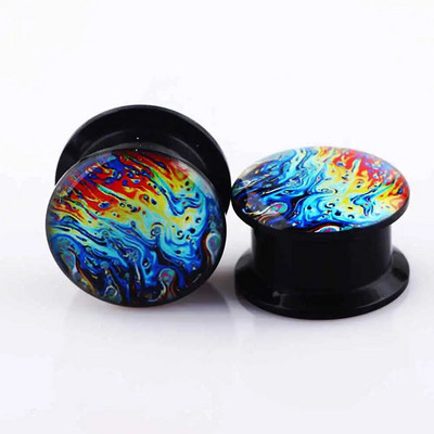 TIANCIFBYJS akrila UV skrūvējams logotips Ausu mērītāji Aizbāžņi Paplašinātāji Auskaru stiepšanas komplekts Pīrsings ķermeņa rotaslietas miesas tuneļi 2gab