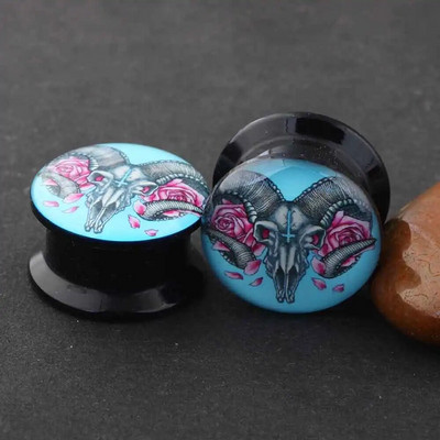 TIANCIFBYJS akrila UV skrūvējams logotips Ausu mērītāji Aizbāžņi Paplašinātāji Auskaru stiepšanas komplekts Pīrsings ķermeņa rotaslietas miesas tuneļi 2gab