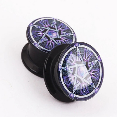 TIANCIFBYJS akrila UV skrūvējams logotips Ausu mērītāji Aizbāžņi Paplašinātāji Auskaru stiepšanas komplekts Pīrsings ķermeņa rotaslietas miesas tuneļi 2gab