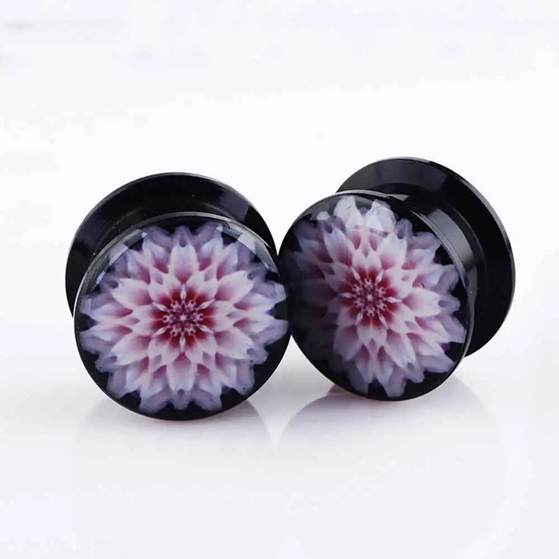 TIANCIFBYJS akrila UV skrūvējams logotips Ausu mērītāji Aizbāžņi Paplašinātāji Auskaru stiepšanas komplekts Pīrsings ķermeņa rotaslietas miesas tuneļi 2gab