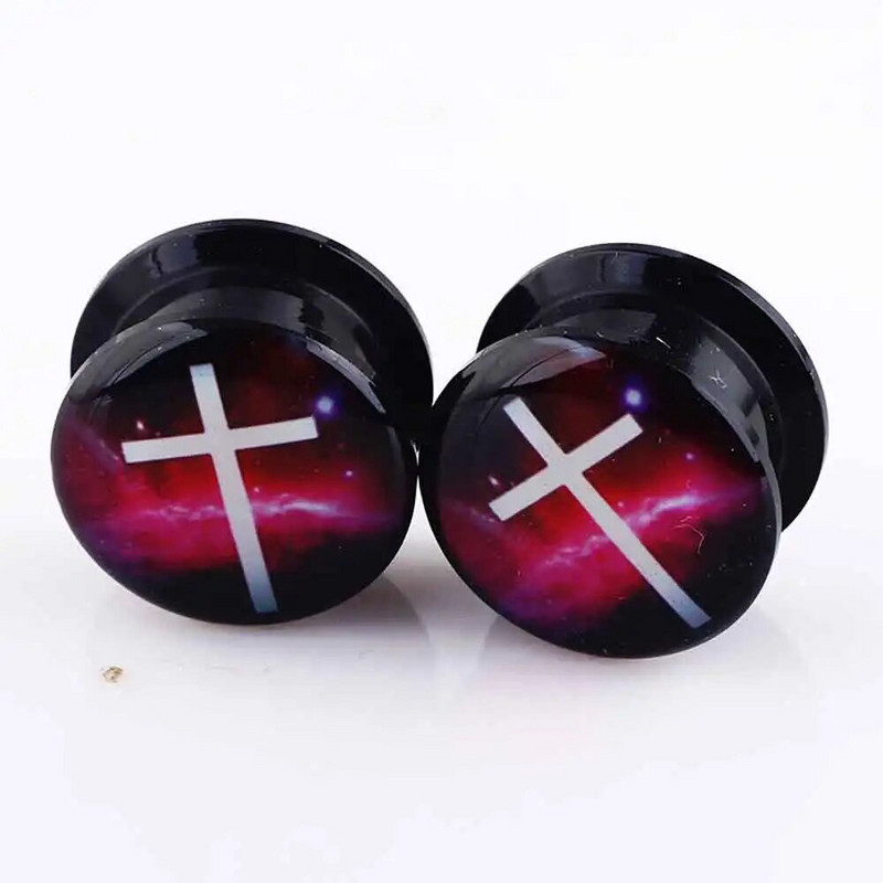 TIANCIFBYJS akrila UV skrūvējams logotips Ausu mērītāji Aizbāžņi Paplašinātāji Auskaru stiepšanas komplekts Pīrsings ķermeņa rotaslietas miesas tuneļi 2gab