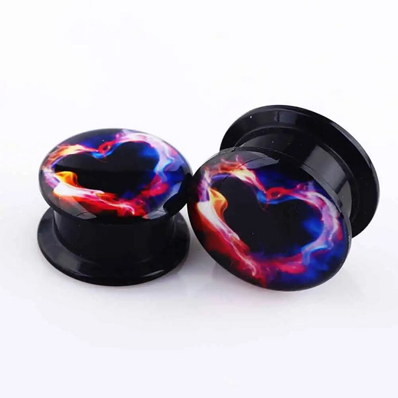 TIANCIFBYJS akrila UV skrūvējams logotips Ausu mērītāji Aizbāžņi Paplašinātāji Auskaru stiepšanas komplekts Pīrsings ķermeņa rotaslietas miesas tuneļi 2gab