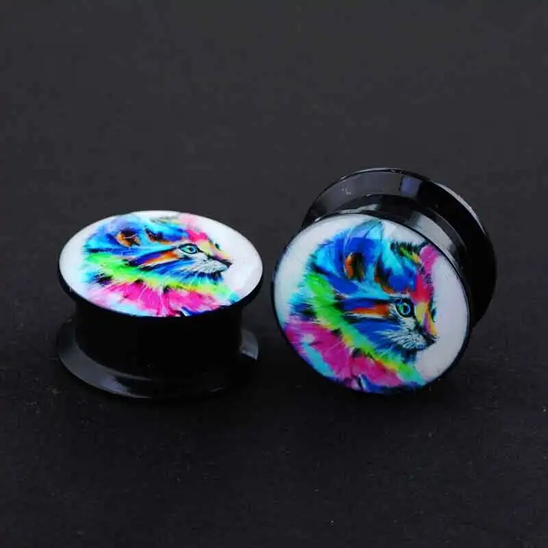 TIANCIFBYJS akrila UV skrūvējams logotips Ausu mērītāji Aizbāžņi Paplašinātāji Auskaru stiepšanas komplekts Pīrsings ķermeņa rotaslietas miesas tuneļi 2gab