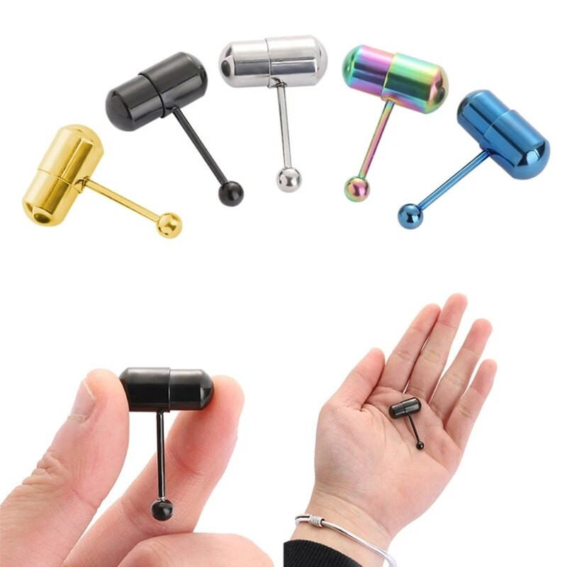 Вибриращ пръстен за език Смесени цветове Бодливи прави щанги Бижута за пиърсинг на езика Шпил за жени Мъже Dropshipping