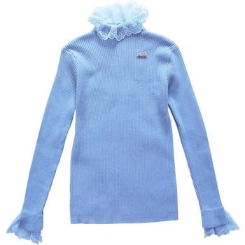 Нов пачуърк дантелен пуловер Дамски есенни Дамски джъмпер с дълъг ръкав Сини пуловери Ежедневни дамски плетени пуловери Pull Femme P306