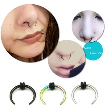 1 τμχ Surgical Steel OX Horn Vintage Nose Septum Ring Hoop Ear Clicker Horseshoe Ear Taper Piercing Earring Body Jewelry 16G & 14G