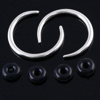 1 τμχ Surgical Steel OX Horn Vintage Nose Septum Ring Hoop Ear Clicker Horseshoe Ear Taper Piercing Earring Body Jewelry 16G & 14G